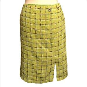 Requirements tweed basket weaved lime green skirt